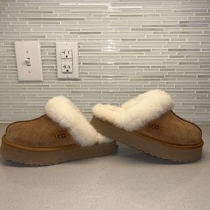 Disquette Suede Fur Platform Slippers